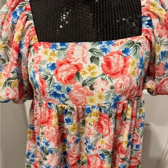 Women’s sweet lemon size medium Floral Puff Sleeve Dress C - Picture 2 of 4